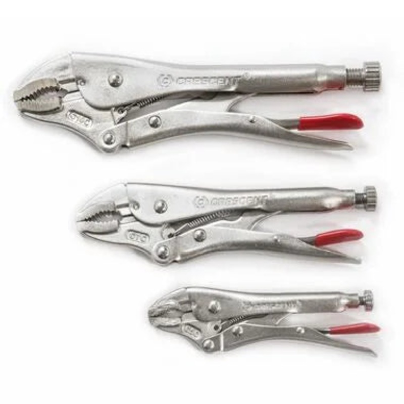 Crescent 3 Piece Curved Jaw Locking Pliers with Wire Cutter Set – CLP3SETN-08