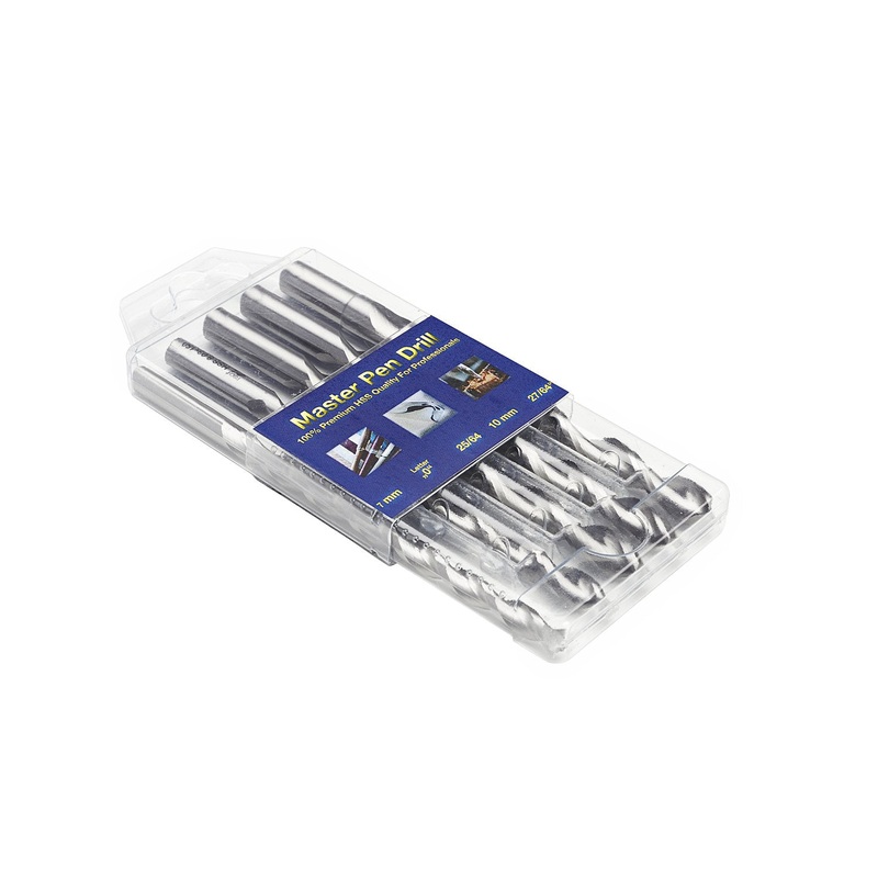 Fisch Pen Maker Drill Bit Set (7mm, 10mm, 25/64, 27/64, Letter O)  Parabolic Flute Design for Pen Blanks  Fast Drilling, Long Life, M2 HSS Steel  FSN-356721