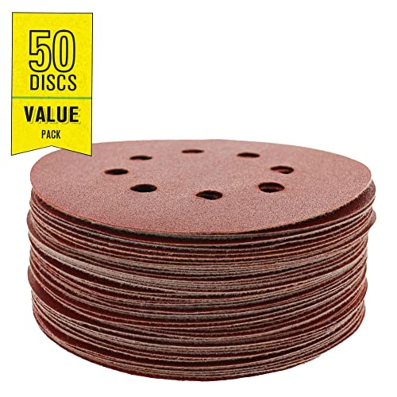 Gator 5 Random Orbit Hook & Loop Red Resin Aluminum Oxide Sanding Discs, 8-Hole, 220 Grit, 50 Pack