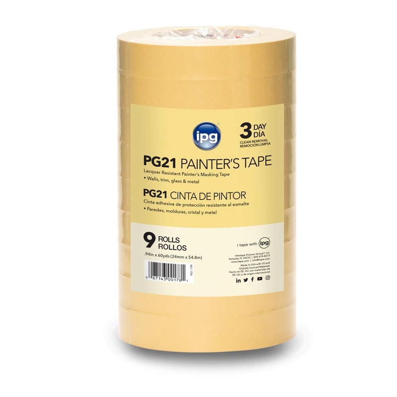 IPG PG21, Lacquer Resistant Masking Tape, 0.94 x 60 yd, Tan, (9-Pack)