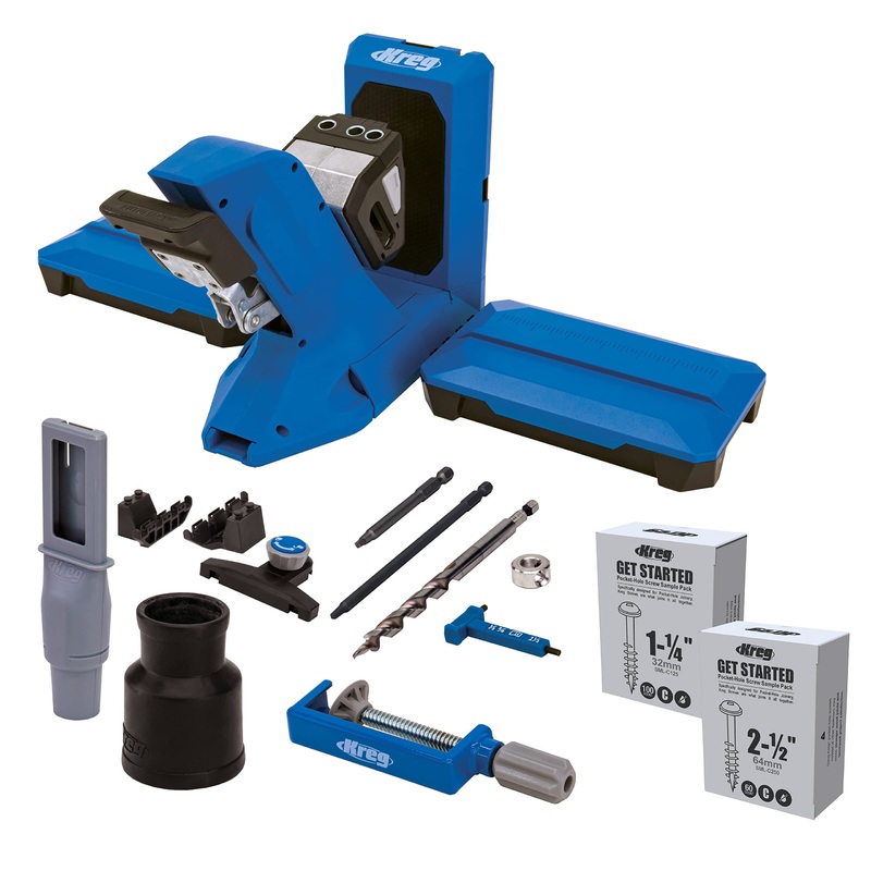Kreg Tool KPHJ720PRO Pocket-Hole Jig 720PRO – Easy Clamping & Adjusting – Includes Durable Kreg Pocket-Hole Screws – For Materials 1/2 to 1 1/2 Thick