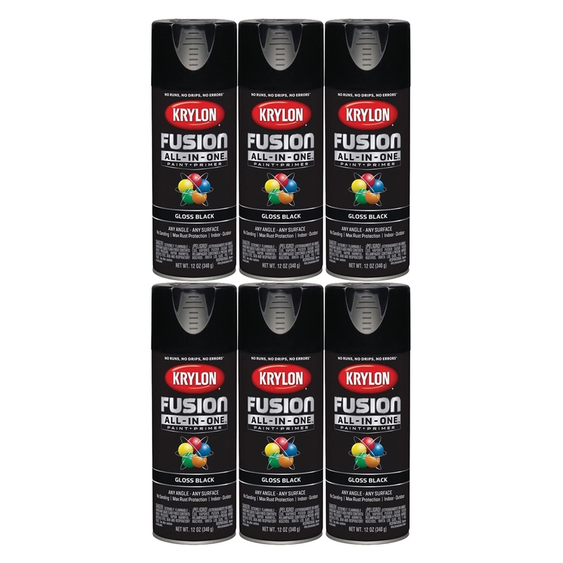 Krylon 6Pack of 12 oz K02702007 Black Fusion AllInOne Paint & Primer Spray Paint, Gloss