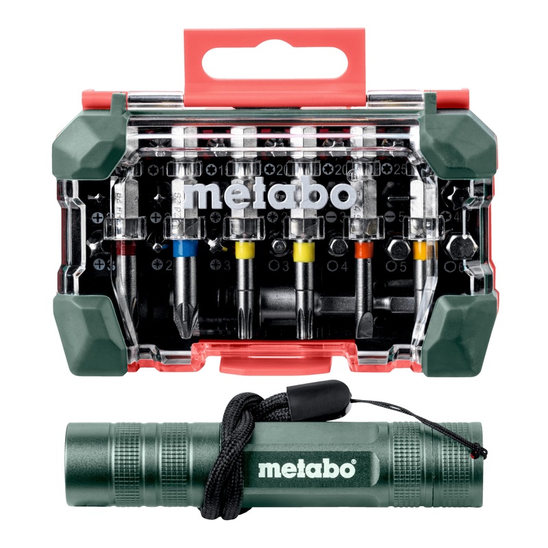Metabo – Bit Box, 29Piece + Mini Flash Light (626721000), Other Cordless Accessories