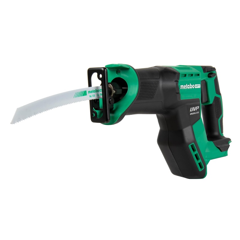 Metabo HPT 18V MultiVolt Cordless Compact Reciprocating Saw, Top Class Cutting Speed, 20% More Compact, 1-1/8 Stroke Length, 3,000 SPMs, Up to 125 Cuts Per Charge, Tool Body Only, CR18DMAQ4