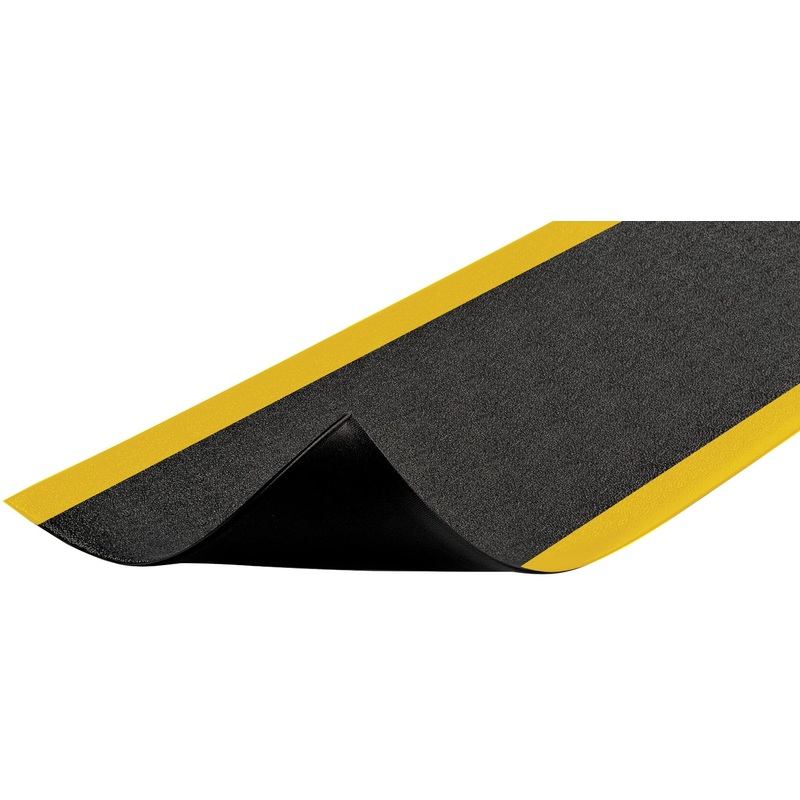 Notrax 411 Sof-Tred 2′ x 60′ x 3/8 Anti Fatigue Mat, Enhanced Slip Resistance with Beveled Edges and Pebbled Surface, Ideal for Industrial and Commercial Workplaces, Black/Yellow, 411R0324BY