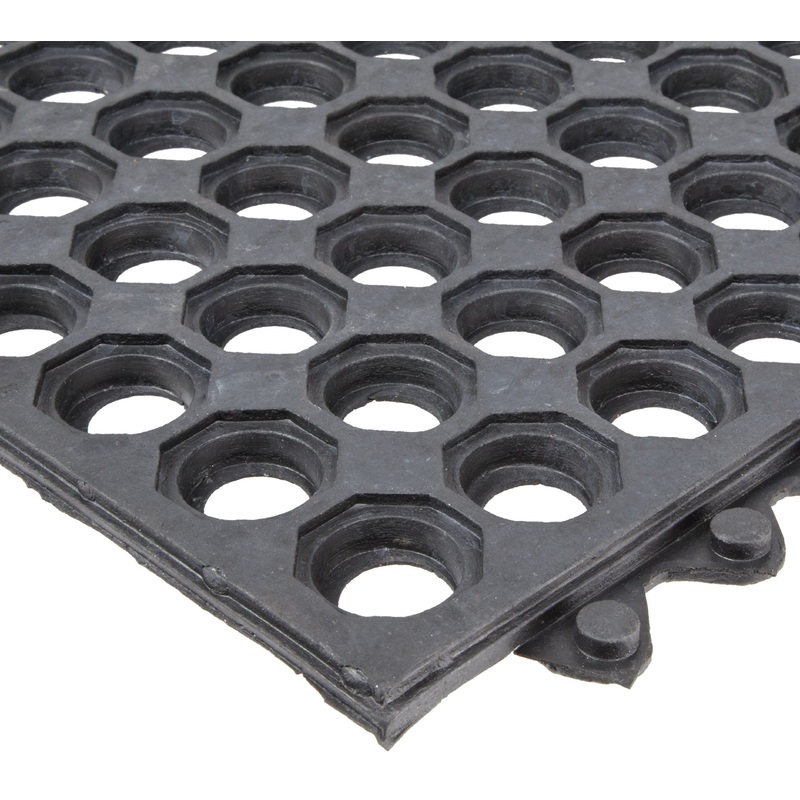 Notrax T32 UltraMat Lightweight Modular Anti-Fatigue Drainage Mat, 3′ X 3′ Black