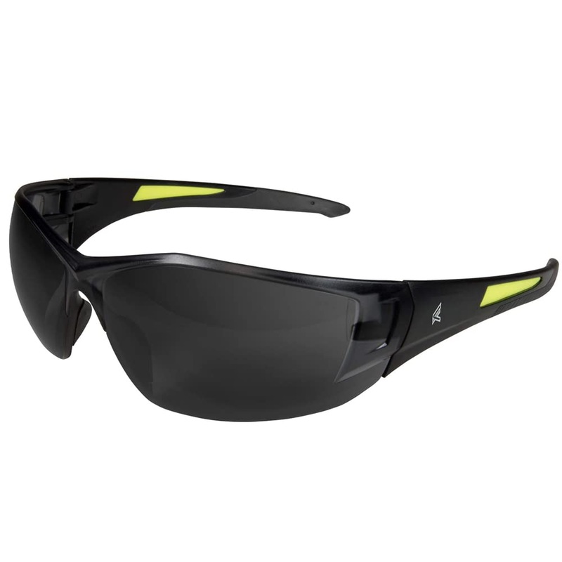 Edge SD116-G2 Delano G2 Wrap-Around Safety Glasses, Anti-Scratch, Non-Slip, UV 400, Military Grade, ANSI/ISEA & MCEPS Compliant, 5.04 Wide, Black Frame / Smoke Lens