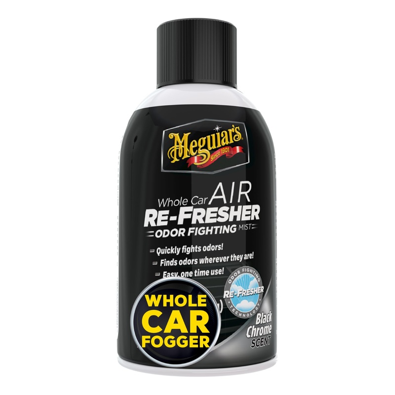 Meguiar’s Whole Car Air Refresher, Car Odor Eliminator Spray Permanently Eliminates Unwanted Vehicle Odors Throughout Your Interior, Black Chrome Scent, 2 Oz Aerosol Canister