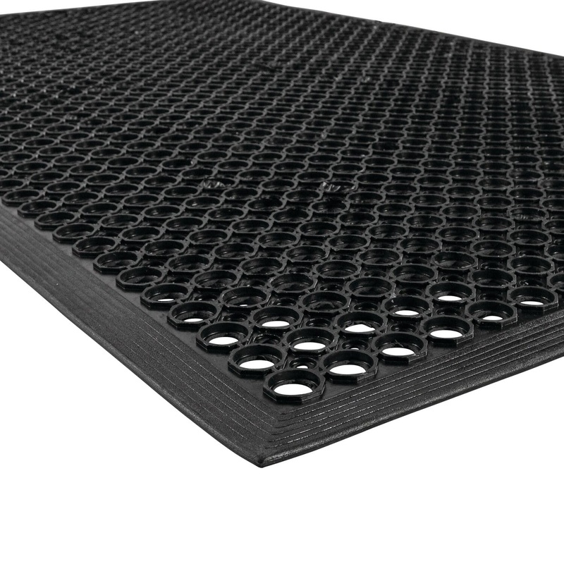 NoTrax 3′ x 10′ Anti-Fatigue Lightweight Restaurant Rubber Floor Mat with Drainage Holes, Beveled Edges, Non-Slip Mats, Black, T30 Competitor, T30S0310BL