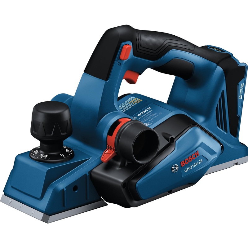 BOSCH GHO18V-26N 18V Brushless Planer – 13,600 RPM, 3/32 In. Depth Cut, 3- In. Width, Dual Shaving Exhaust Ports, On-Tool Blade Storage (Bare Tool)