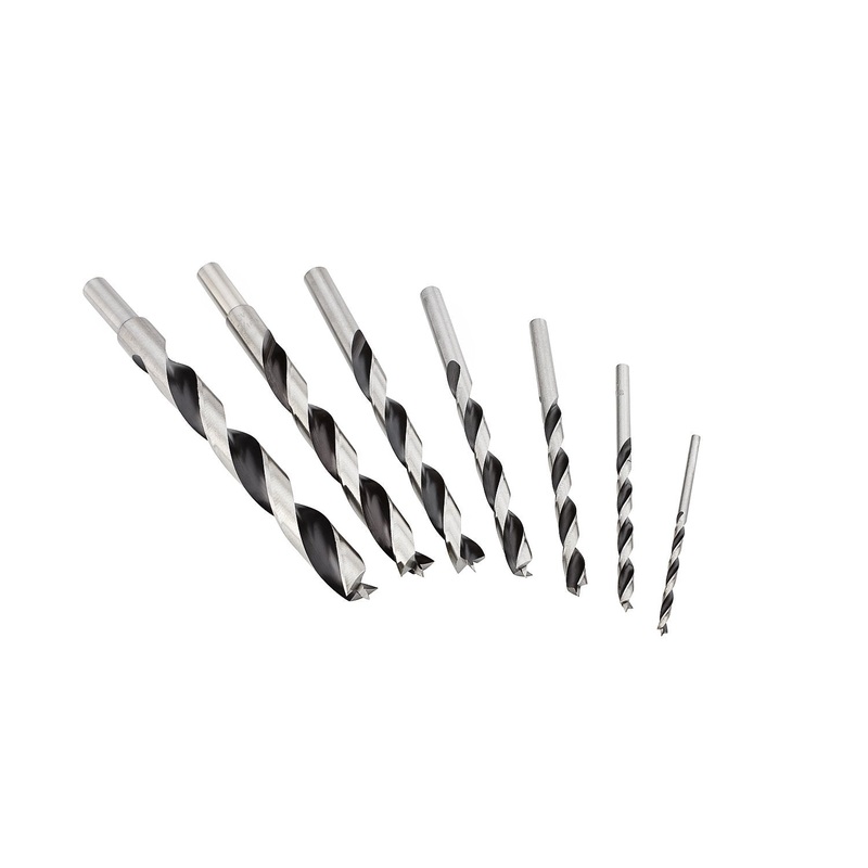Fisch Brad Point Drill Bit Set, 7-Piece Chrome Vanadium, Imperial Sizes 1/8 to 1/2, Precision Woodworking Bits for Soft & Hard Woods, MDF, Acrylic