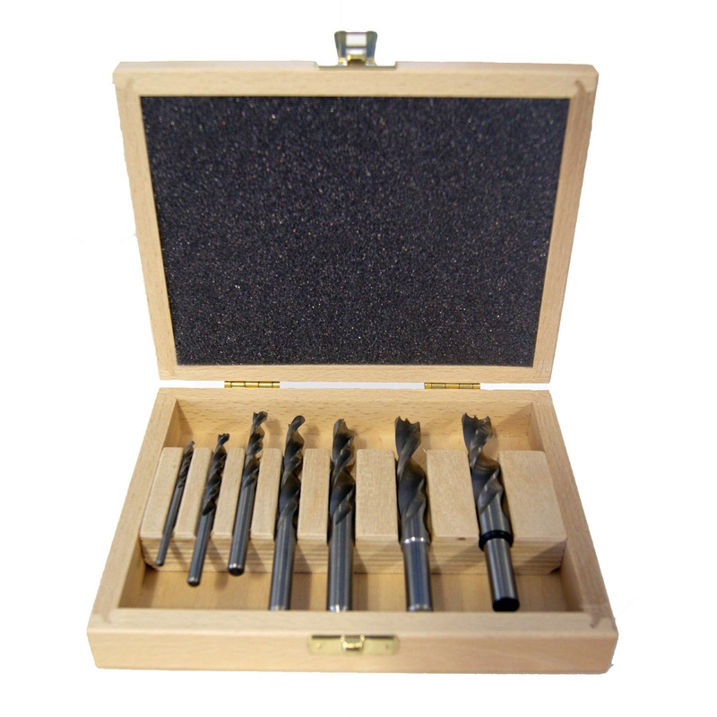 Fisch Brad Point Drill Bit Set, 7-Piece High Speed Steel Double Flute Wood Drill Bits, Sizes from 1/8 to 1/2, FSF-320814