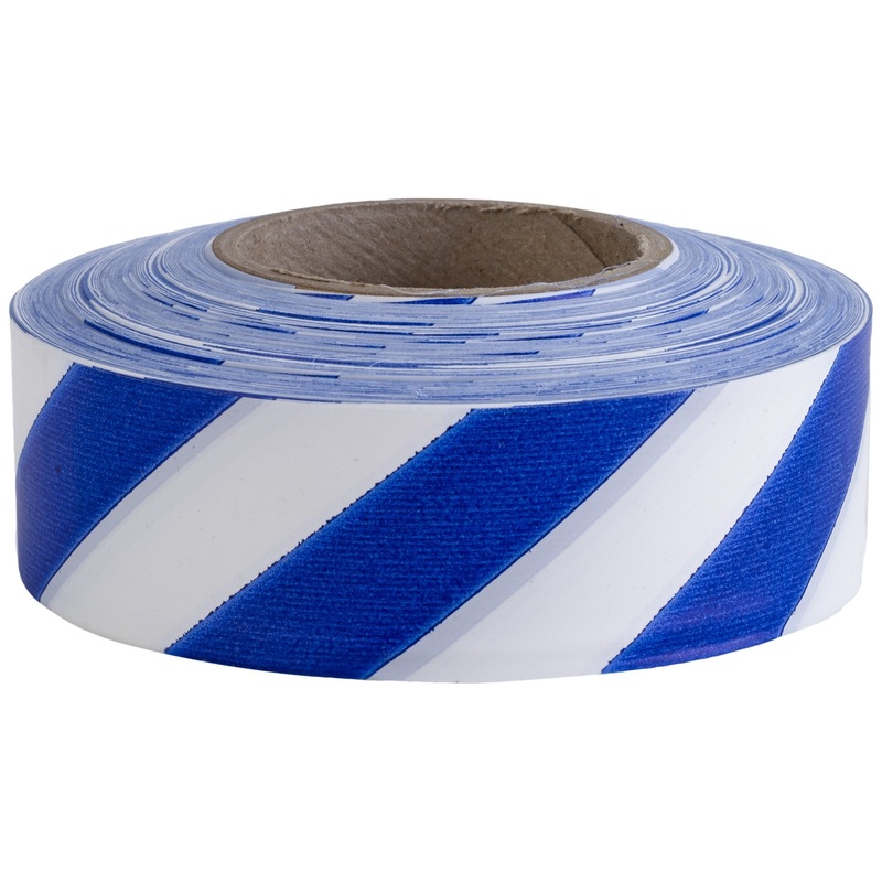 Mutual Industries 16002-225-1875 Flagging tape Ultra Standard, 1-3/16 x 100 YDS, Blue and White Stripe (Pack of 12)