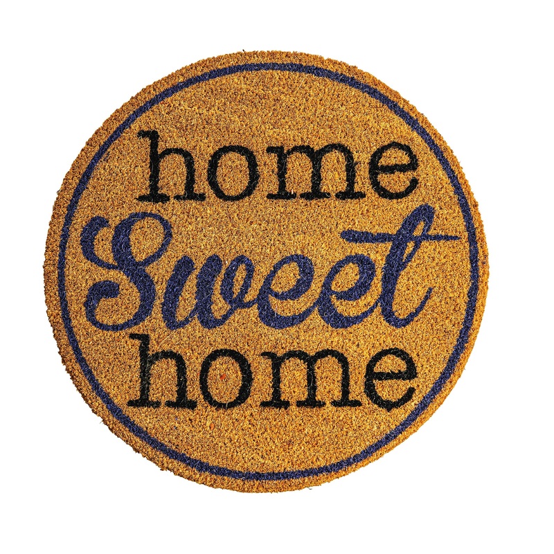 NoTrax, Home Sweet Home, Vinyl-Backed Natural Coir Doormat, Entry Mat for Indoor or Outdoor Use, 22 Round, C12 (C12S0022HM)