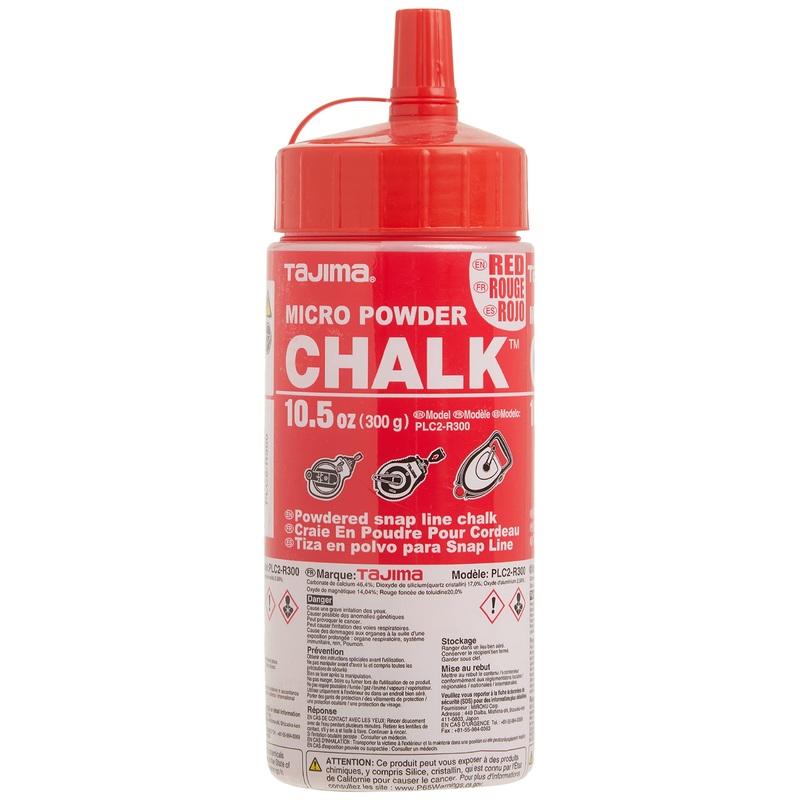 TAJIMA Micro Chalk – Red 10.5 oz (300g) Ultra-Fine Snap-Line Chalk with Durable Bottle & Easy-Fill Nozzle – PLC2-R300