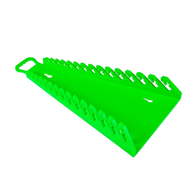 Ernst Manufacturing 5156 15-Wrench Reverse Gripper Portable Wrench Organizer – Durable Flexible Grip, Easy Wrench Removal, Fits 1/4 to 1 1/8 & 6-20 mm, Green