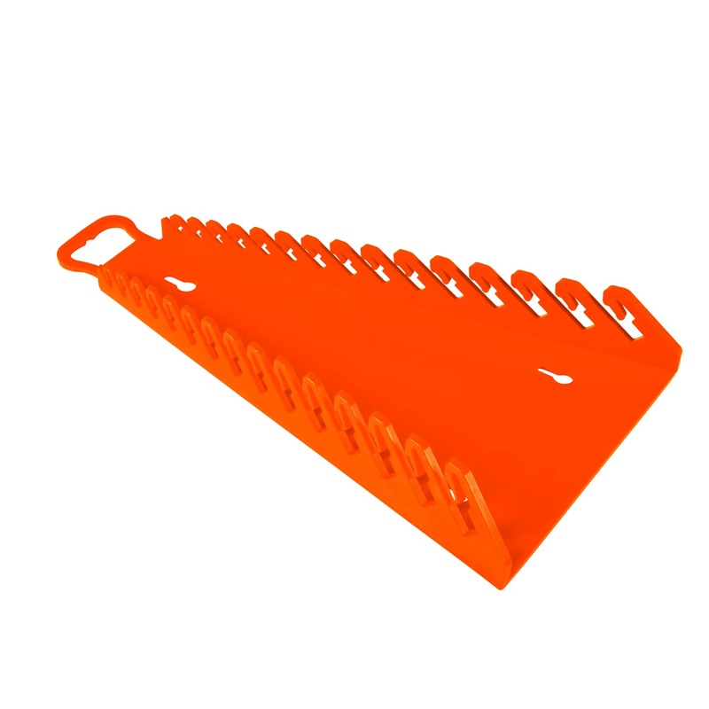 Ernst Manufacturing 5157 Gripper Reverse Wrench Portable Wrench Organizer – Holds 1/4 to 1 1/8 and 6 to 20mm Tools, Durable Flexible Grip, 15 Tool Capacity, Orange