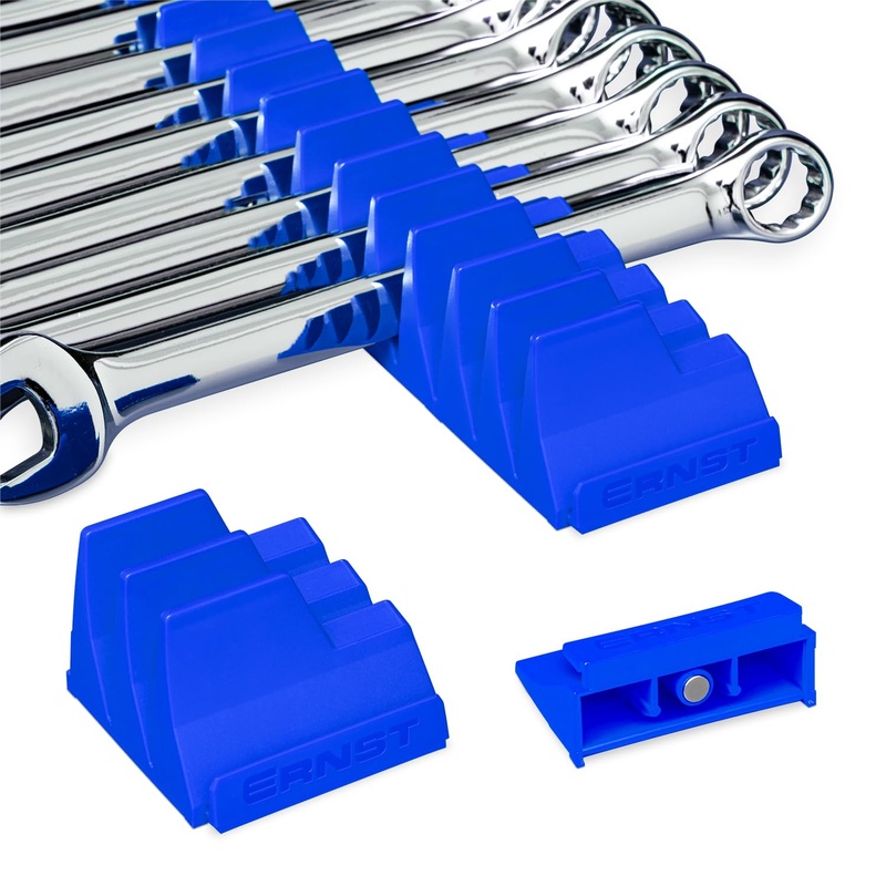 Ernst Manufacturing Wrench Pro – Modular Wrench Organizer for 40 Tools with Magnetic Base (Blue) – Made in the USA
