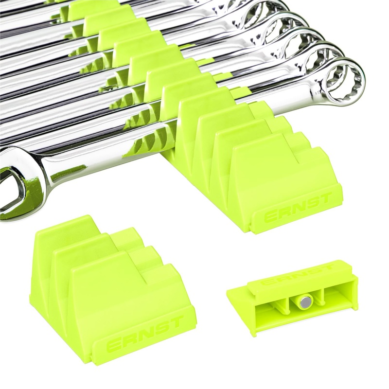 Ernst Manufacturing Wrench Pro – Modular Wrench Organizer for 40 Tools with Magnetic Base (Hi-Viz) – Made in the USA