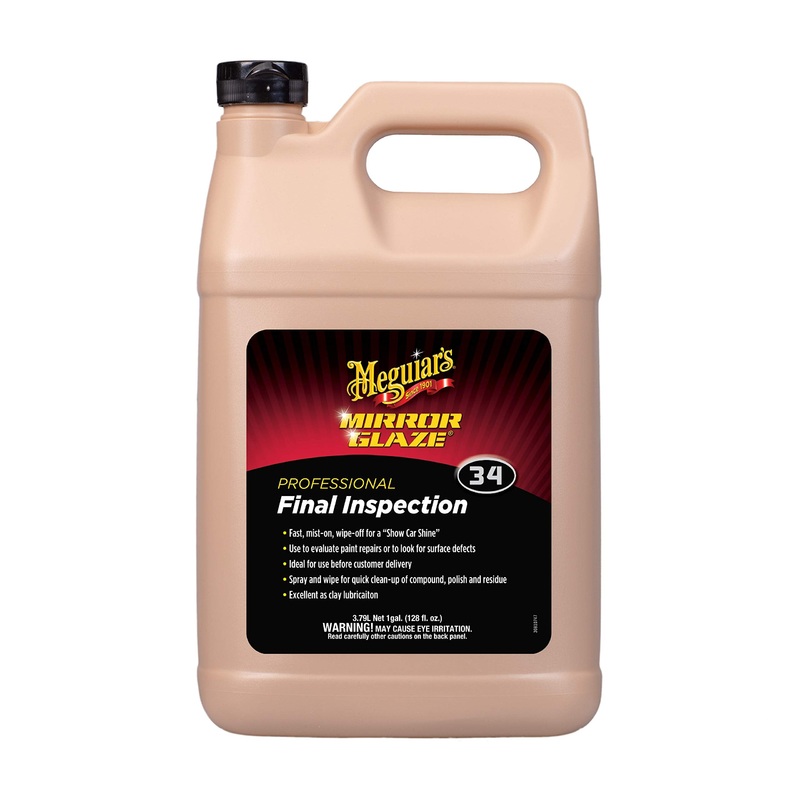 Meguiar’s Professional Final Inspection Mist & Wipe M3401 – Quickly and Gently Remove Prints, Dust, and Smudges Leaving a Showroom Quality Shine – Safe as a Clay Bar Lubricant, 128 Oz, 1 Gallon