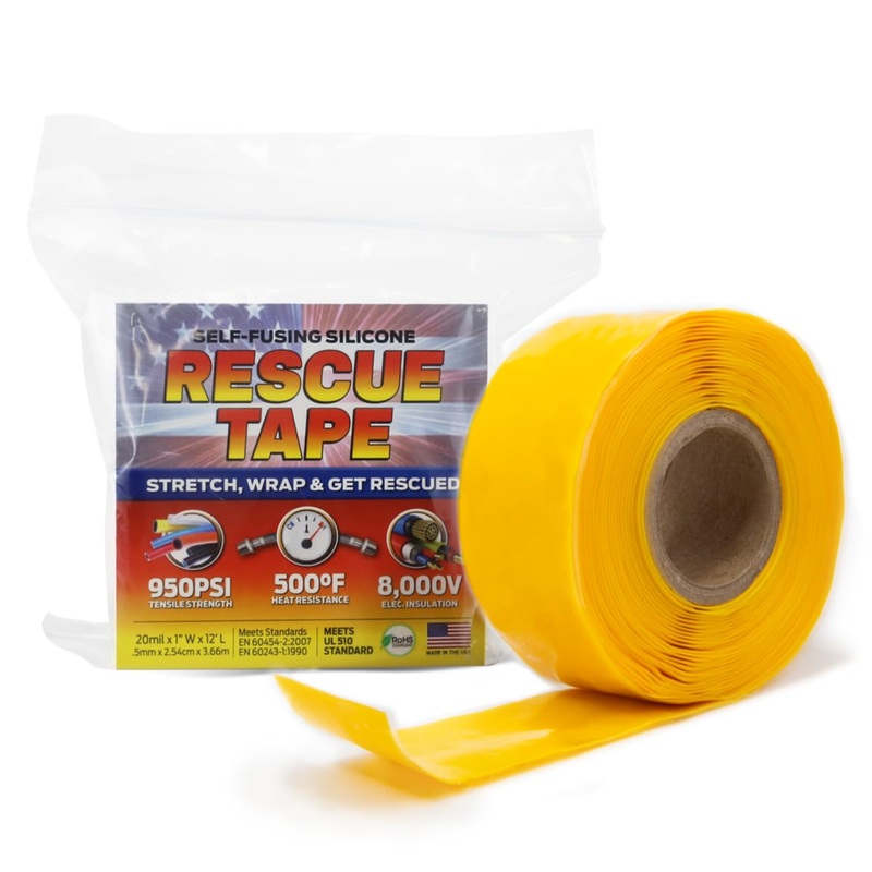 Bond It Rescue Tape, Self-Fusing Silicone for Emergency Plumbing, Pipe & Hose Repair, Electrical Insulation, Waterproof, 950 PSI, Made in USA, 1 x 12′, Yellow