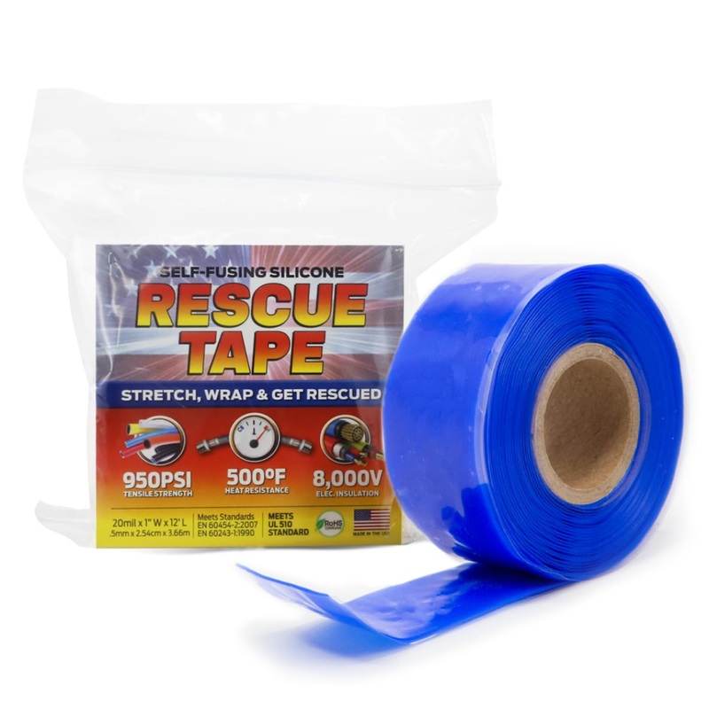 Bond It Rescue Tape, Self-Fusing Silicone for Emergency Plumbing, Pipe & Hose Repair, Electrical Insulation, Waterproof, 950PSI, Made in USA, 1 x 12′, Blue