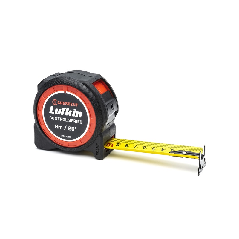 Crescent Lufkin 1-3/16 x 8m/26′ Command Control Series Yellow Clad Tape Measure – L1025CME-02