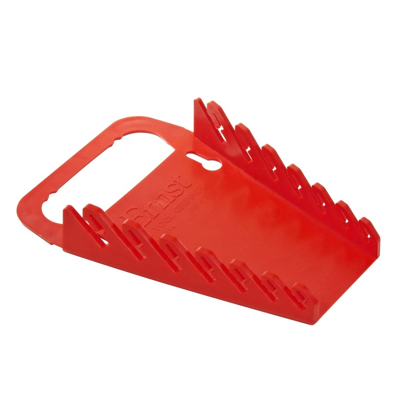 Ernst Manufacturing 5080 7-Wrench Gripper Portable Wrench Organizer – Easy Single-Handed Operation, Fits 1/4 to 5/8 & 6-12 mm, Red