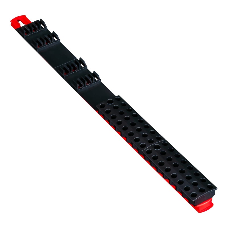 Ernst Manufacturing 60 Tool Magnetic Bit Bar, 1/4 Hex Bit Holder – Red/Black