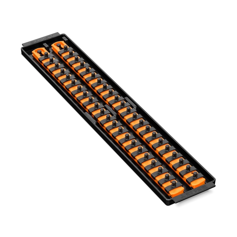 Ernst Manufacturing 8484 Socket Boss, Premium 2-Rail, 1/4 Inch-Drive Socket Organizer, 18-Inch, Orange – Made in the USA