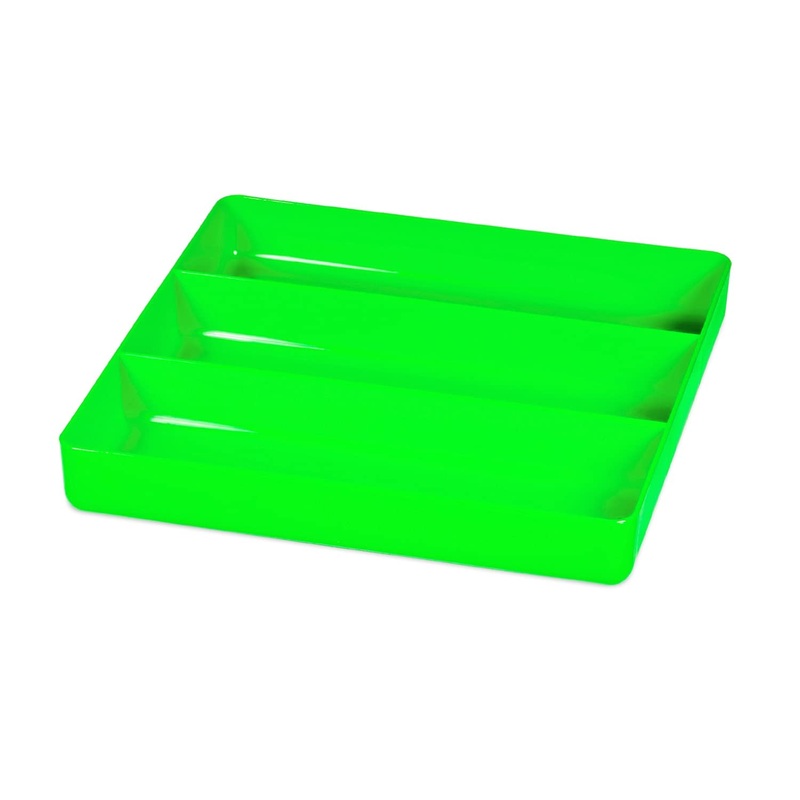 Ernst Manufacturing Toolbox Tray: Stackable Garage Organizer Tray in Green with 3 Compartments – Ideal for Trades, Mechanics, Electricians, Plumbers, Household Use, Hobbies, and More – Heavy Duty
