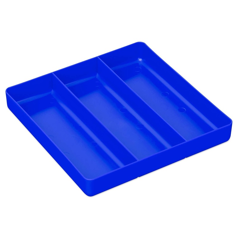 Ernst Manufacturing Toolchest Tray: Stackable Garage Organizer Tray in Blue with 3 Compartments – For Trades, Mechanics, Electricians, Plumbers, Household Use, Hobbies – Heavy Duty – Made in the USA