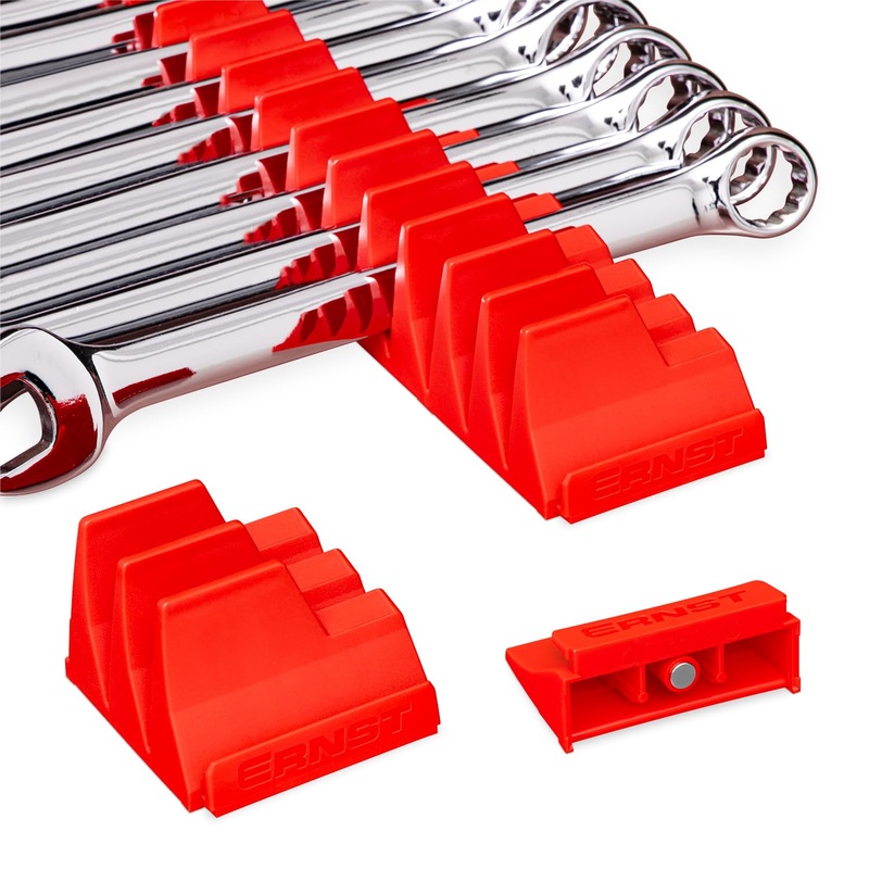 Ernst Manufacturing Wrench Pro – Modular Wrench Organizer for 20 Tools with Magnetic Base (Red) – Made in the USA