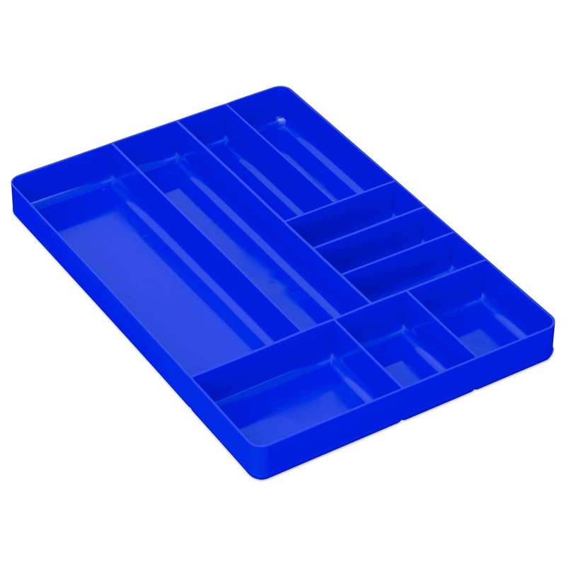 Ernst MFG 10 Compartment Drawer Organizer: Heavy Duty Stackable Tray for Automotive Garage Tool Organization – Low-Profile Toolbox Storage – Nuts and Bolts, Tools, Parts, Easy to Clean – Blue