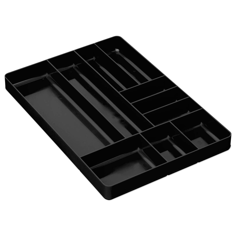 Ernst MFG 10 Compartment Drawer Organizer: Heavy Duty Stackable Tray for Automotive Tool Organization -Low Profile Toolbox – Nuts and Bolts, Tools, Parts, Easy to Clean – Black – Made in the USA