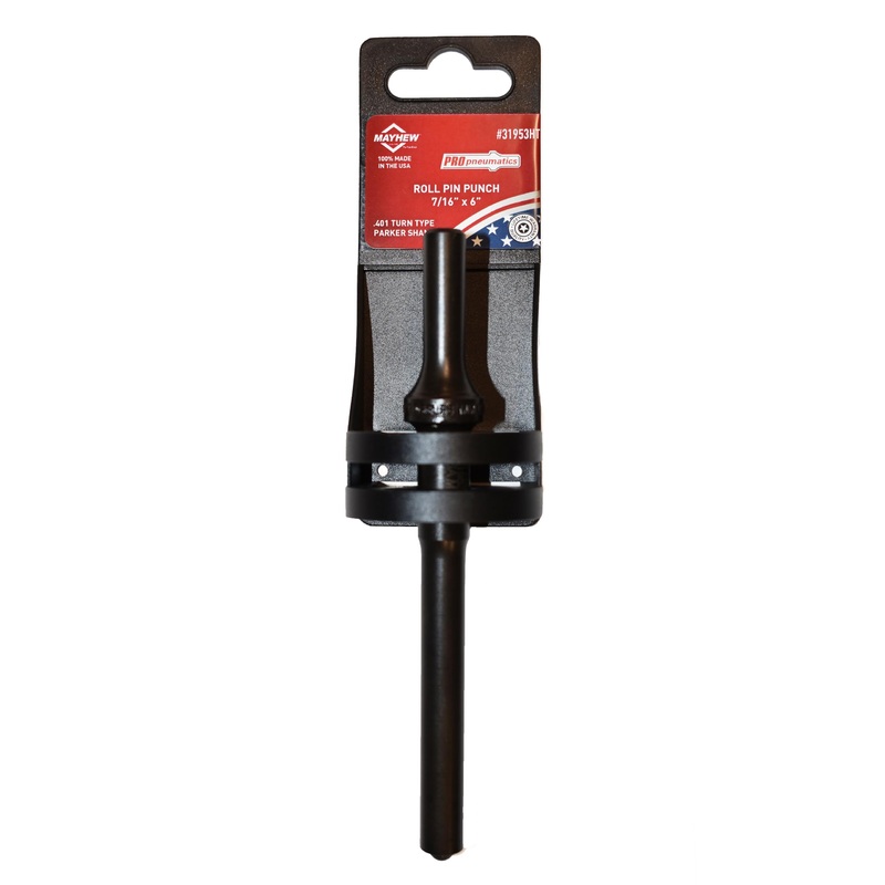 Mayhew Tools 31953HT Pneumatic Roll Pin Punch, 7/16 x 6 Hang Tag, Black Oxide Finish