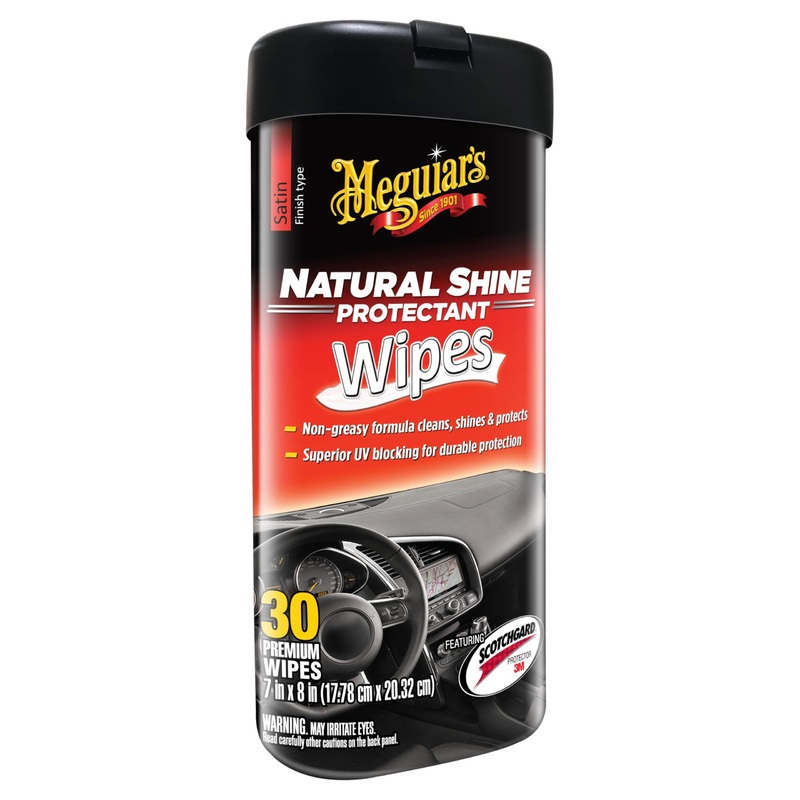 Meguiar’s Natural Shine Protectant Wipes – 30 Full Size Car Care Wipes Clean and Protect Vinyl, Rubber, and Plastic Surfaces – Streak-Free Wipes with UV Protection and Leave a Satin, Non-Greasy Shine