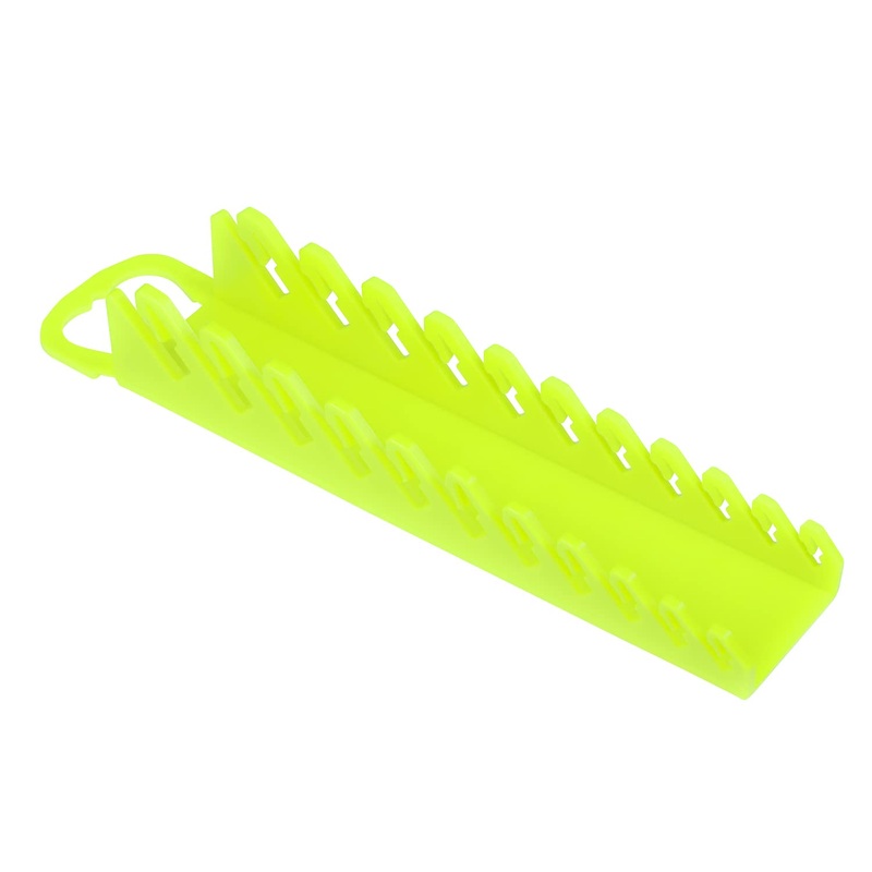 Ernst Manufacturing 11-Wrench Stubby Gripper Portable Wrench Organizer – High Visibility, Fits 3/8 to 1, Ergonomic Design (Model 5078HV) 11 Tool Hi-viz