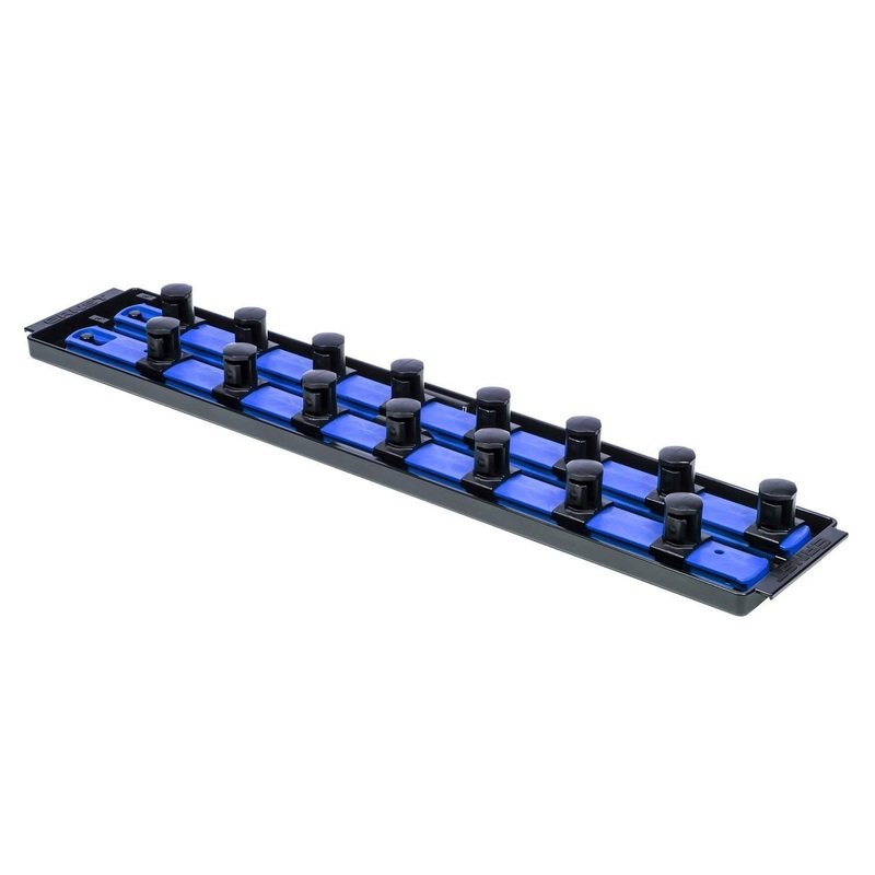 Ernst Manufacturing 19-Inch Socket Boss 2-Rail 3/4-Inch-Drive Twist-Lock Socket Organizer, Blue (8459) – Made in the USA 19-INCH 3/4 Blue