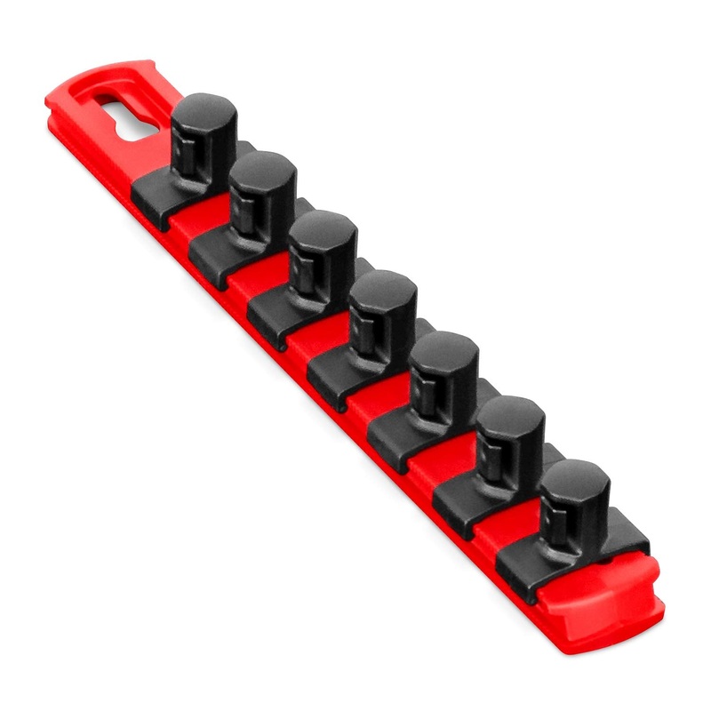 Ernst Manufacturing – 8412-Red-1/2 8-Inch Socket Organizer with 7 1/2-Inch Twist Lock Clips, Red 8-Inch 1/2-Inch Twist Clips Red