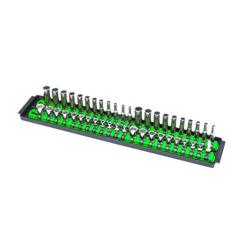 Ernst Manufacturing 8483 Socket Boss, Premium 2-Rail, 1/4 Inch-Drive Socket Organizer, 18-Inch, Green – Made in USA 19-INCH 1/4 Green