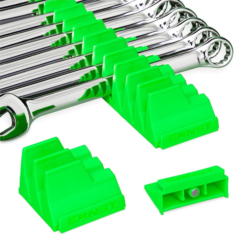 Ernst Manufacturing Wrench Pro – Modular Wrench Organizer for 20 Tools with Magnetic Base (Green) – Made in the USA