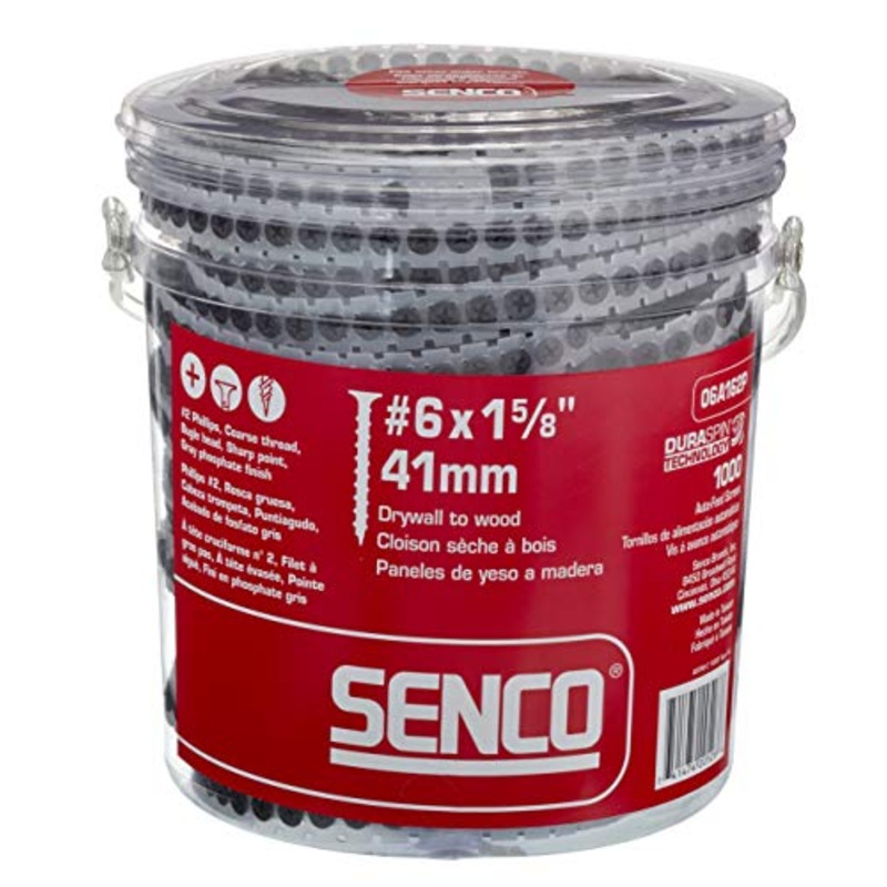 SENCO (06A162P) Duraspin #6 by 1-5/8 Drywall to Wood Collated Screw (1, 000 per Box)