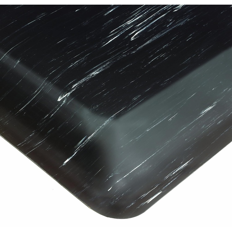 Wearwell Anti-Fatigue Mat, PVC 496 Smart Tile-Top Medium Duty Tapered Edges, for Dry Areas, 3′ Width x 5′ Length x 1/2 Thickness, Black