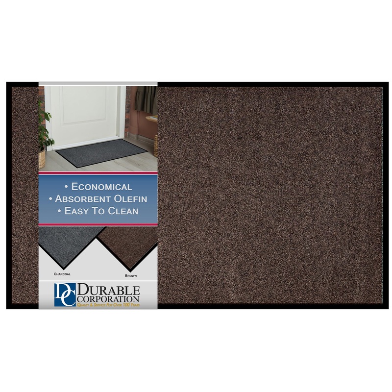 654S23BN Wipe-N-Walk Vinyl Backed Indoor Carpet Entrance Mat, 2′ x 3′, Brown Brown 2′ x 3′ 2′ x 3′