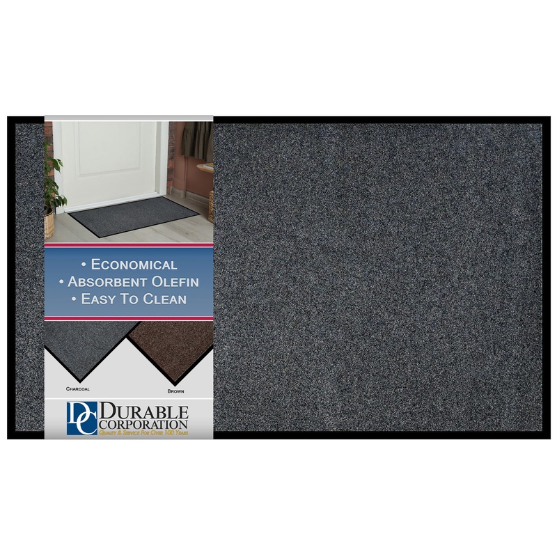 654S34CH Wipe-N-Walk Vinyl Backed Indoor Carpet Entrance Mat, 3′ x 4′, Charcoal Charcoal 3′ x 4′ 3′ x 4′