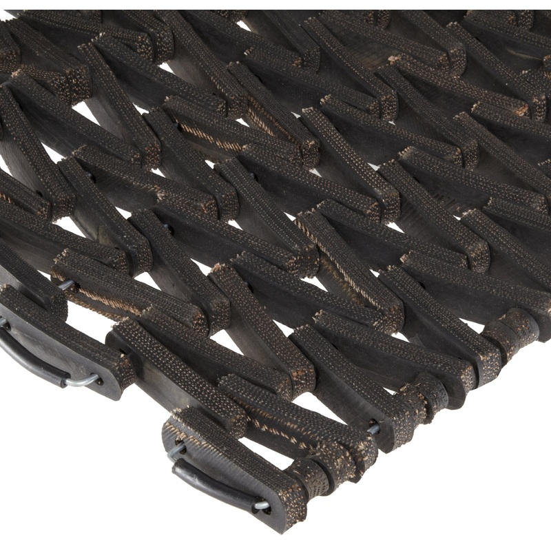 Durable Durite Recycled Tire-Link Outdoor Entrance Mat, Herringbone Weave, 14 x 22, Black