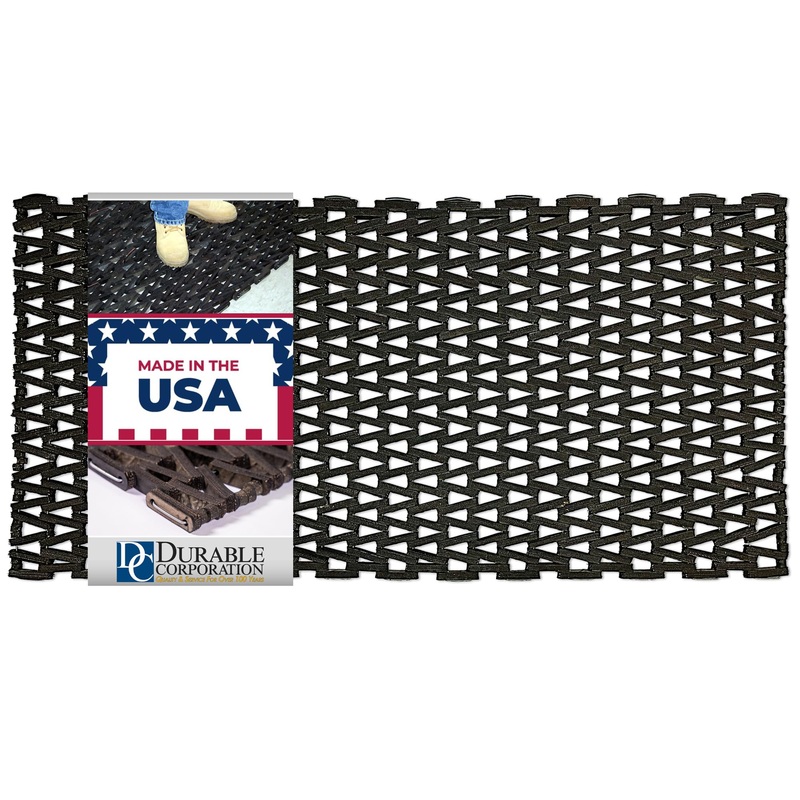 Durable Durite Recycled Tire-Link Outdoor Entrance Mat, Herringbone Weave, 24 x 48, Black 2′ x 4′ (Rectangular)
