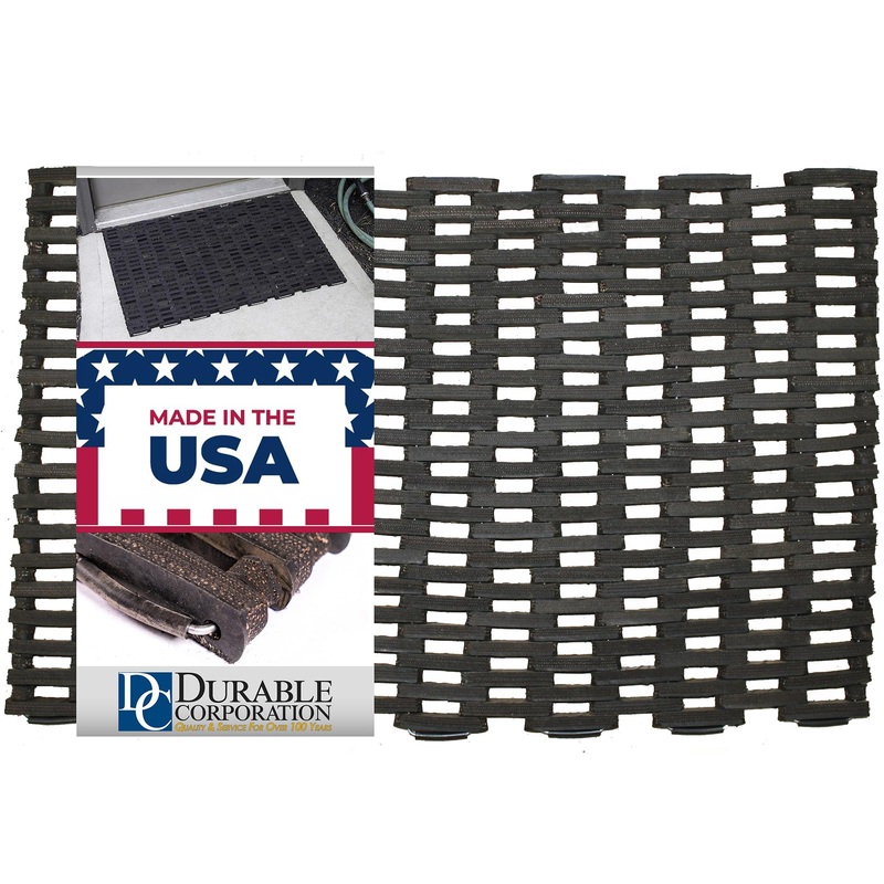 Durable Durite Recycled Tire-Link Outdoor Entrance Mat, Straight Weave, 20 x 30, Black