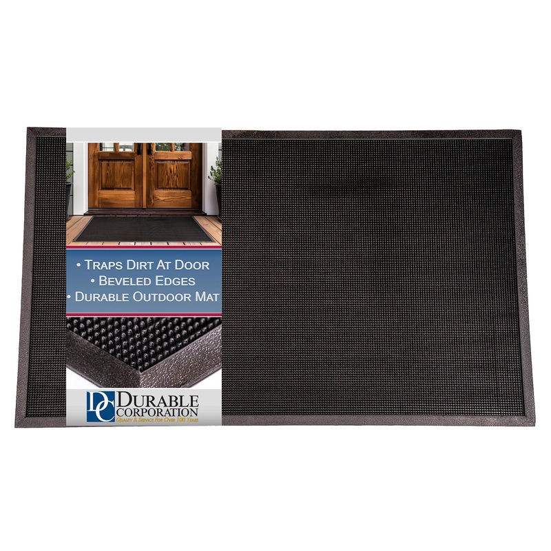 Durable Heavy Duty Rubber Fingertip Outdoor Entrance Mat 36 x 60, Black